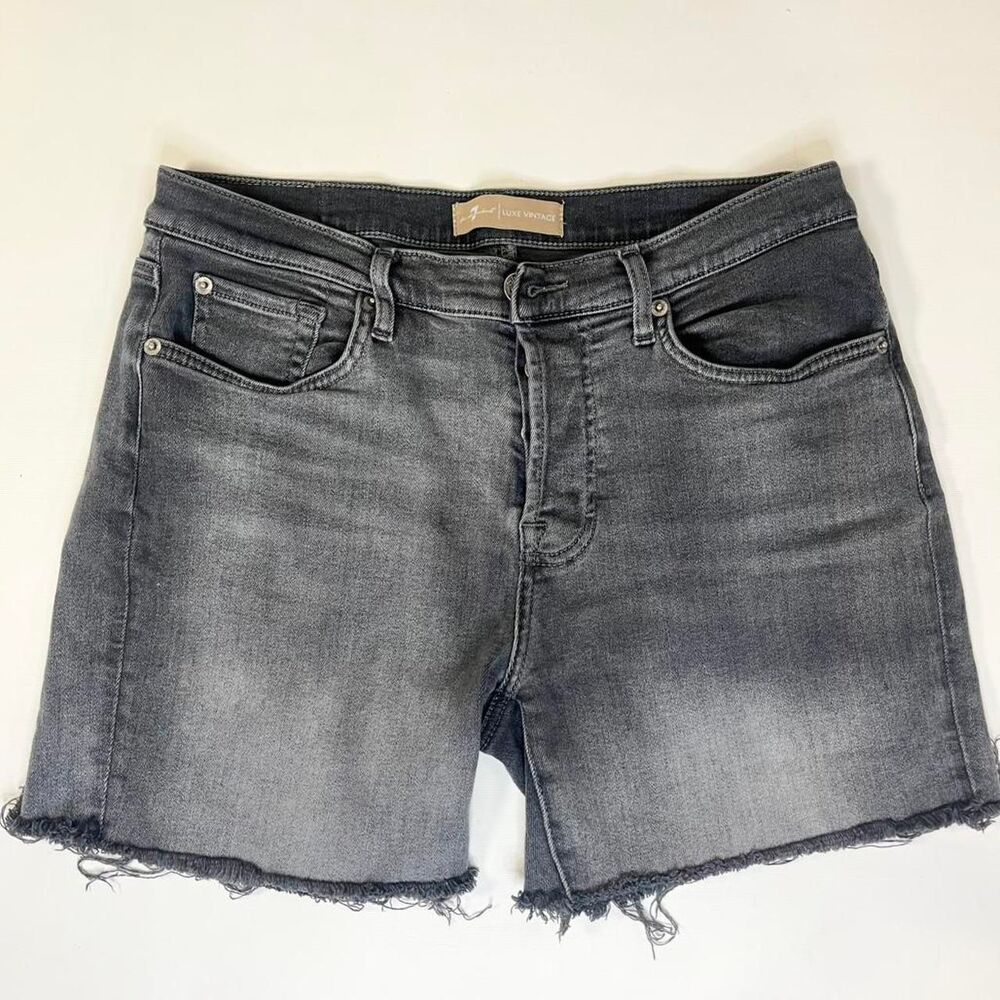 7-for-all-mankind Women's Black and Grey Shorts